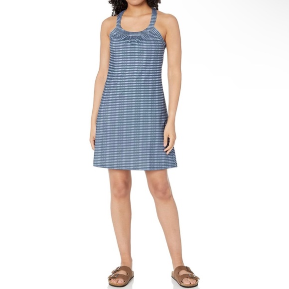 PrAna Cantine Dress Padded Travel Outdoor Sleeveless size XL Grey/Blue - Picture 2 of 7